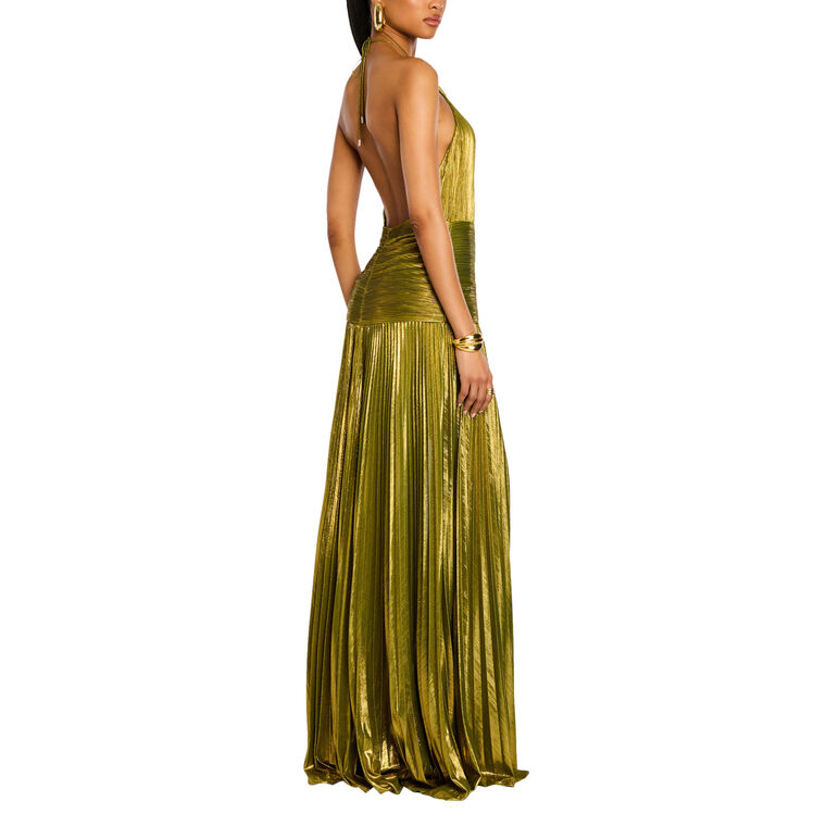 Thalia Halter Metallic Maxi Dress image number null