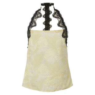 Gough Jacquard Halterneck Lace-Trim Top