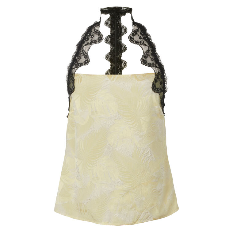 Gough Jacquard Halterneck Lace-Trim Top image number null