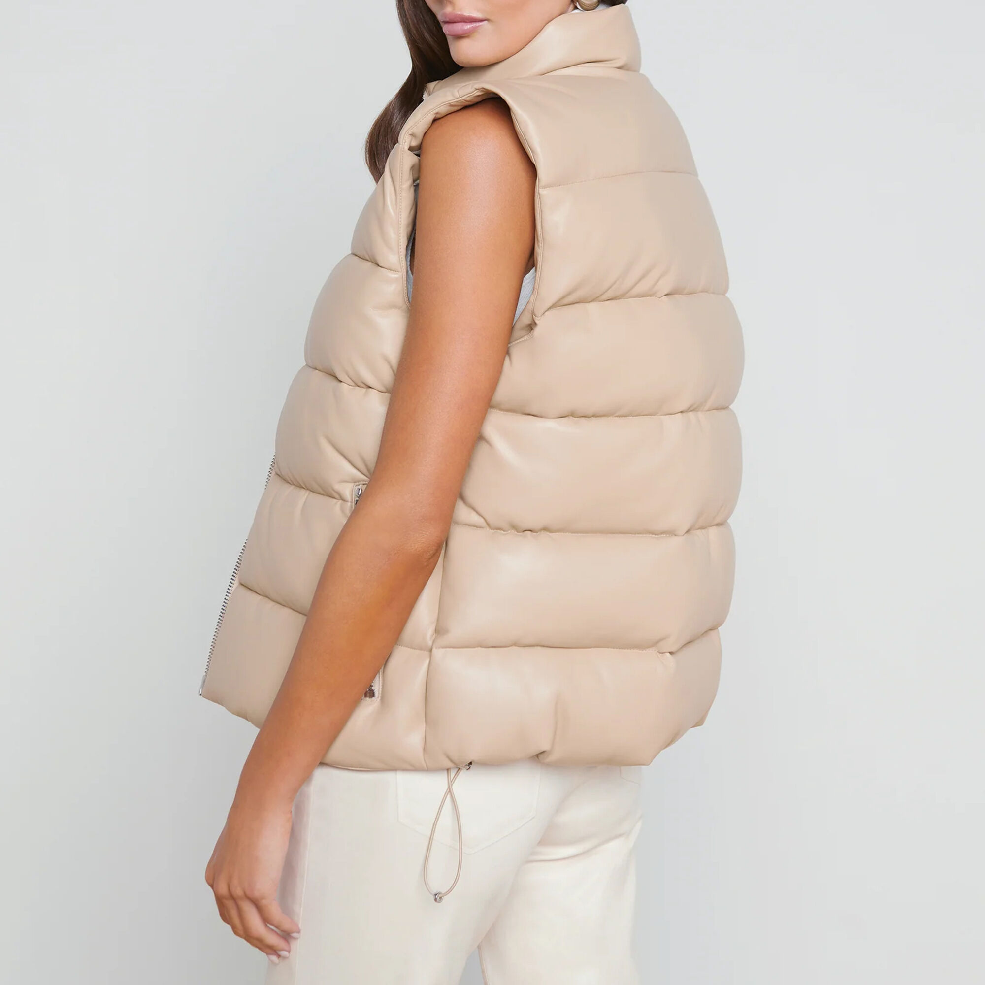 Tori Vegan Leather Zipper Puffer Vest Tori Vegan Leather Zipper Puffer Vest