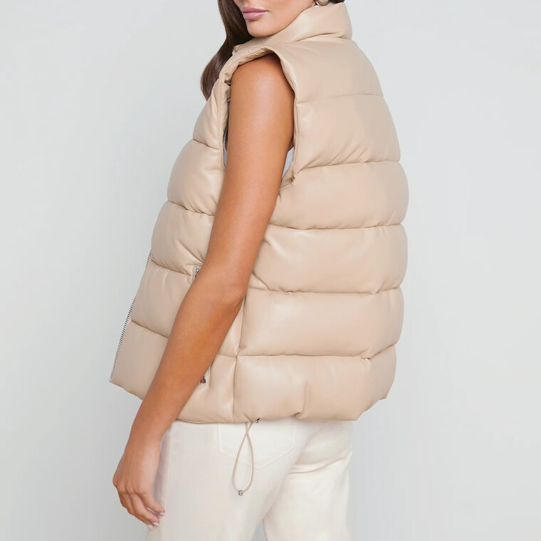 Tori Vegan Leather Zipper Puffer Vest image number null