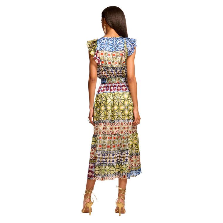 Angelika Silk Flutter Sleeve Midi Dress image number null