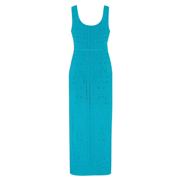 Bubble Pointelle Sleeveless Knit Midi Dress image number null
