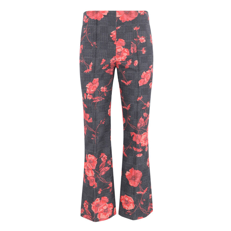 Floral Check Side Zip Ankle Pant image number null