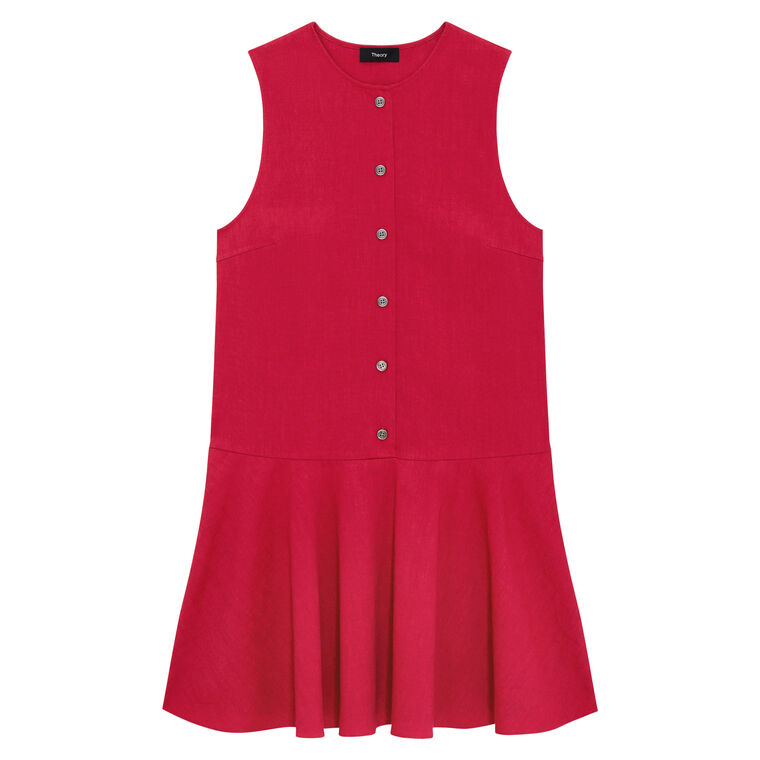Sleeveless Button Down Mini Dress In Good Linen image number null