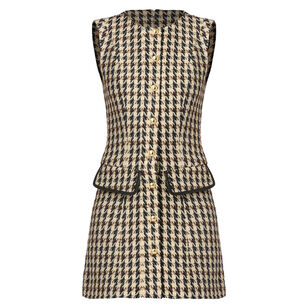 Abigail Sleeveless Metallic Houndstooth Mini Dress Abigail Sleeveless Metallic Houndstooth Mini Dress