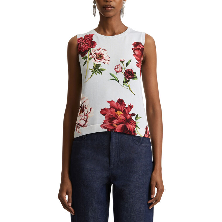 Sleeveless Peony Printed Tank image number null