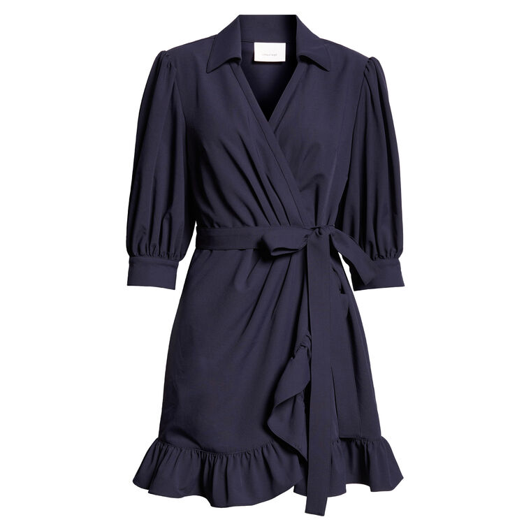 Vickie Puff-Sleeve Ruffled Mini Wrap Dress image number null
