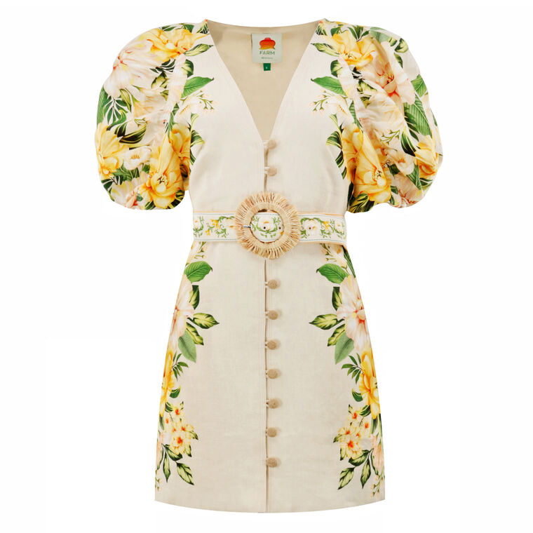 Garden Cascade Puff Sleeve Mini Dress image number null
