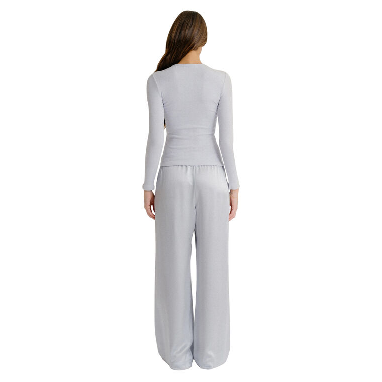 Brynn High Rise Pull On Wide Leg Silk Pant image number null