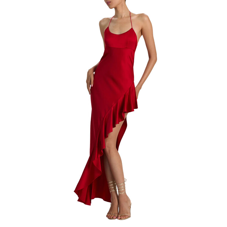 Palma Asymmetric Ruffle Maxi Slip Dress image number null