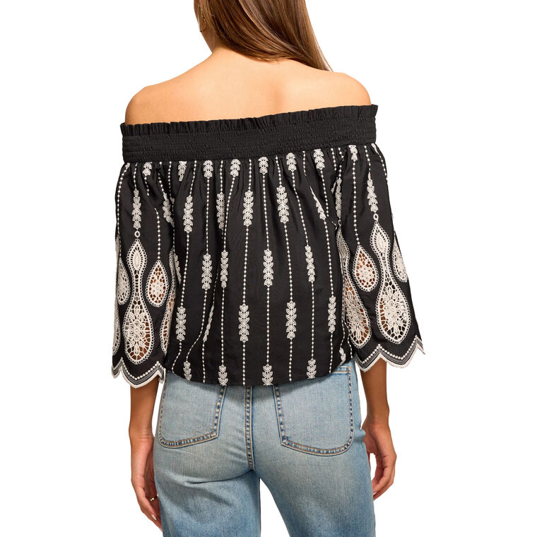 Rubie Off-The-Shoulder Embroidered Lace Top image number null