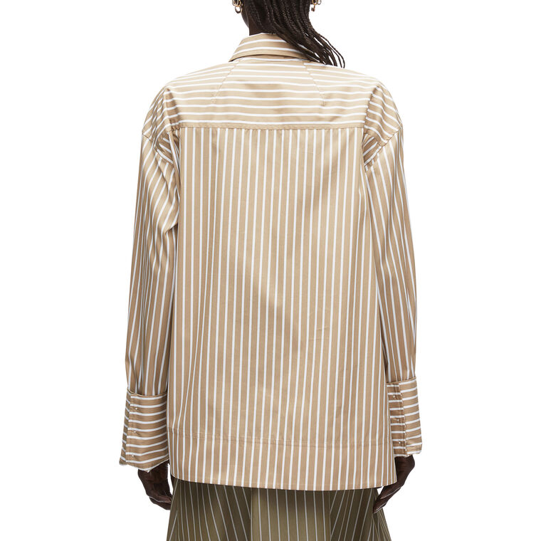 Long Sleeve Asymmetrical Stripe Trapeze Shirt image number null