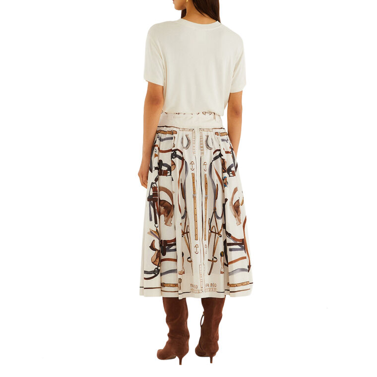 Equestrian Scarf Belted Midi Skirt image number null