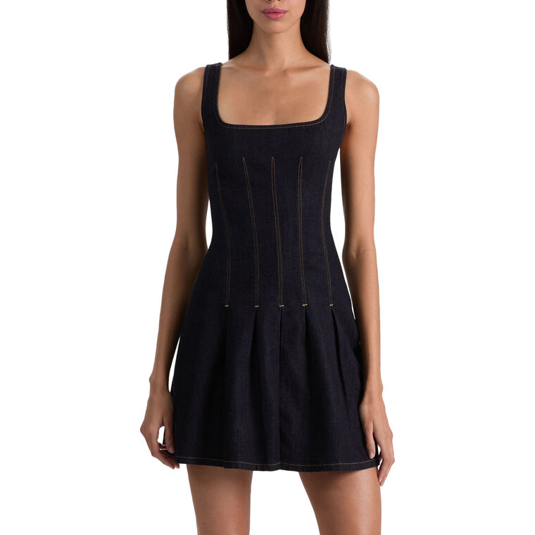 Hollis Sleeveless Flared Denim Mini Dress image number null