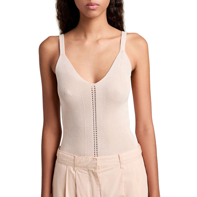 Gene V-Neck Knit Tank Top In Picot Cotton image number null