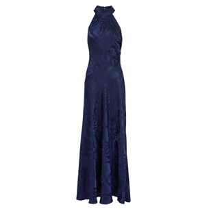 Anais Sleeveless Halterneck Silk Jacquard Maxi Dress