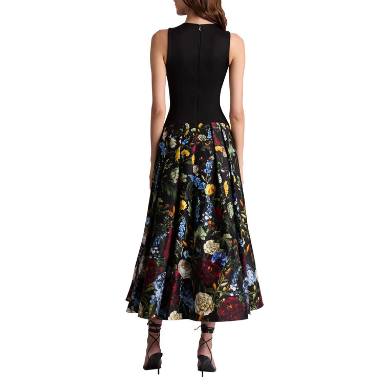 Adley Drop Waist Sleeveless Floral Midi Dress image number null
