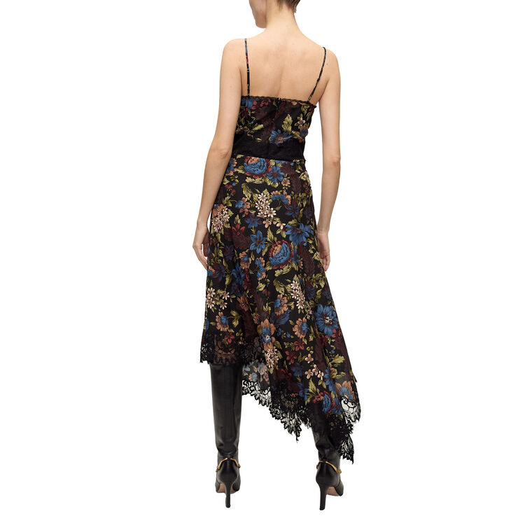 Rosemary Floral Asymmetric Hem Midi Skirt image number null