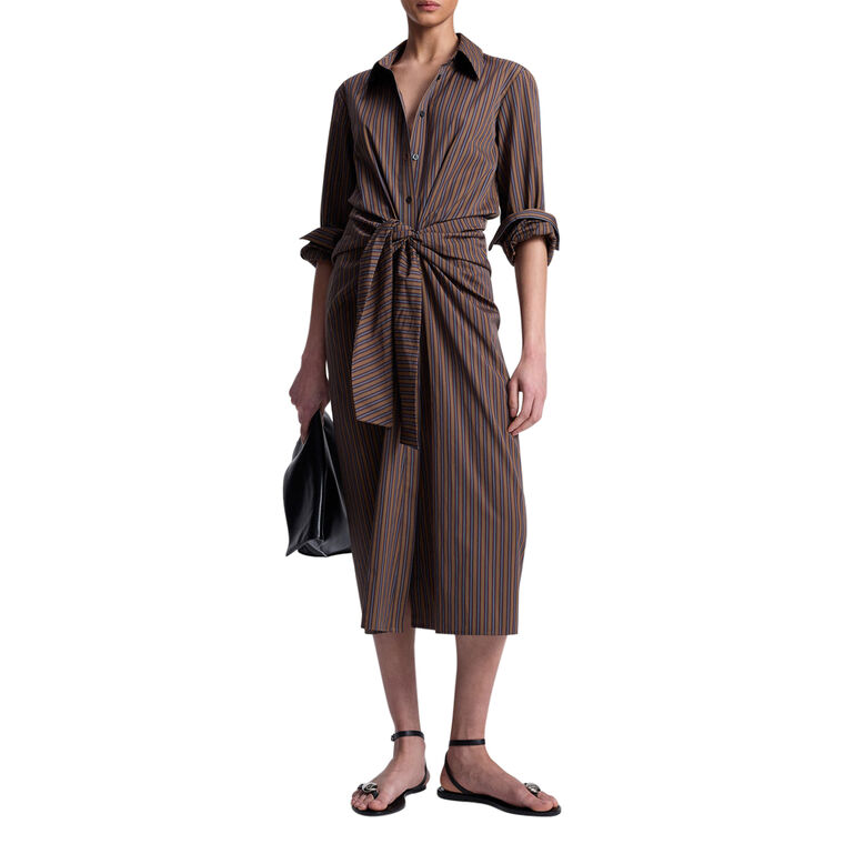 Mila Striped Long Sleeve Midi Shirt Dress image number null