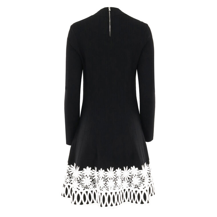 Lace Trim Long Sleeve Fit And Flare Mini Dress image number null