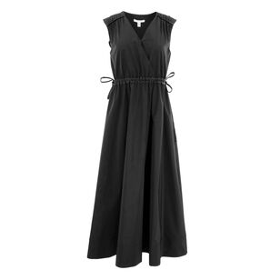 Eros Leather Trim Poplin Dress