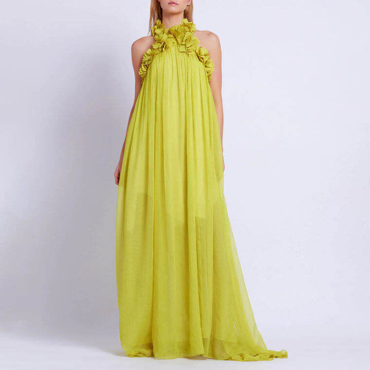 Hand-Embroidered 3D Flower Gown image number null