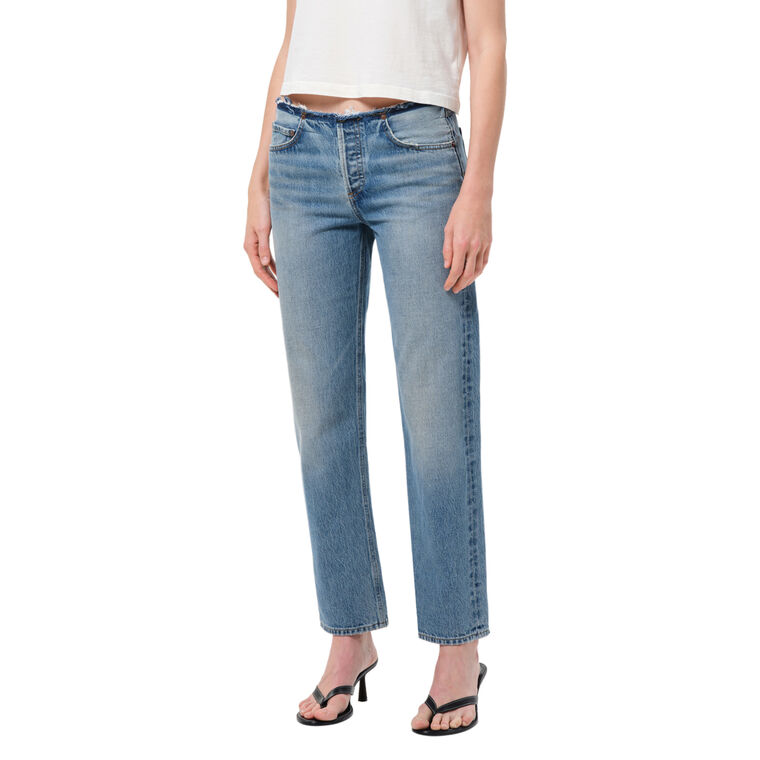 Frayed Waist Low Rise Slim Cropped Jean image number null