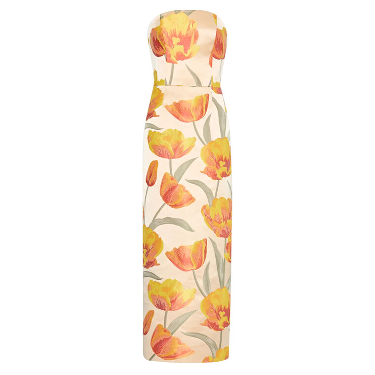 Orion Tulip Jacquard Strapless Maxi Dress image number null