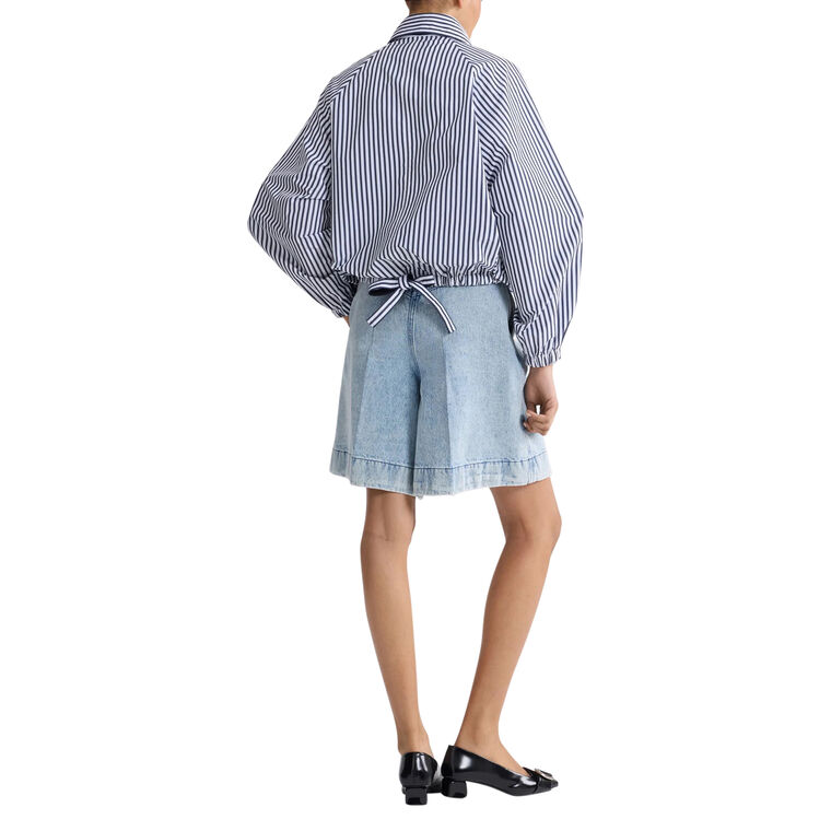 Recycled Faille Striped Zippered Bomber Jacket image number null