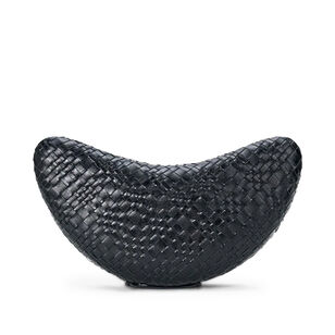 Woven Leather Crescent Clutch