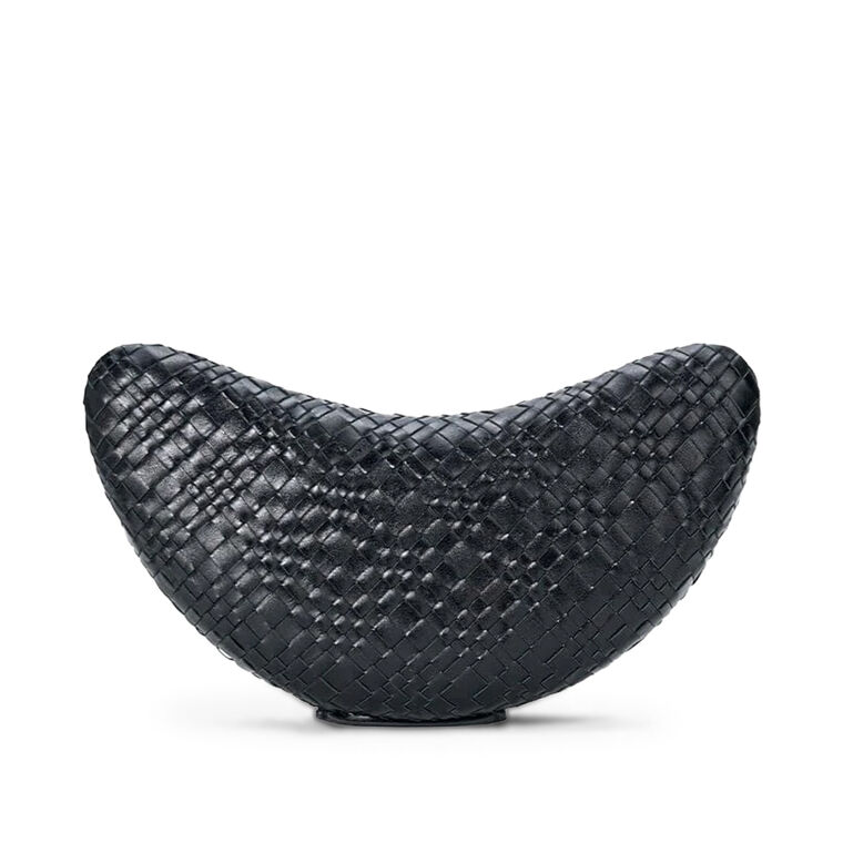 Woven Leather Crescent Clutch image number null