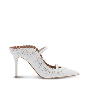 Maureen 85mm Broderie Leather Heeled Mules