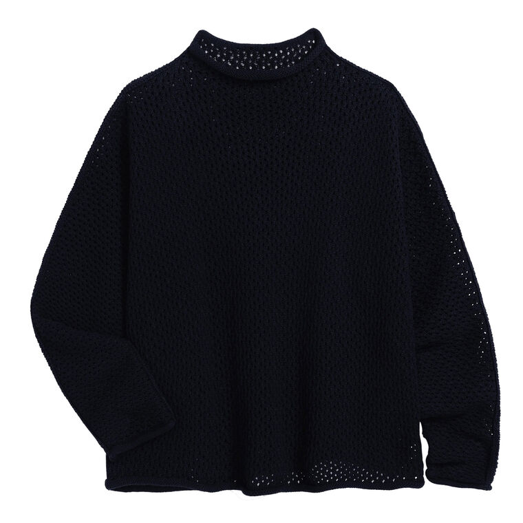 Monterey Rolled Funnel Neck Pointelle Sweater image number null