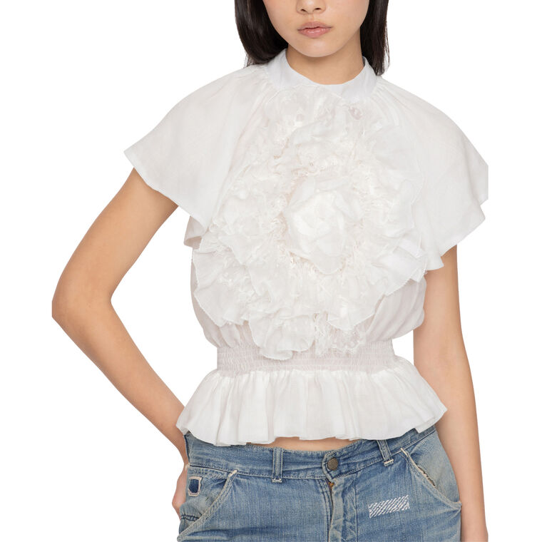 Holden Lace Flower Flutter Sleeve Top image number null