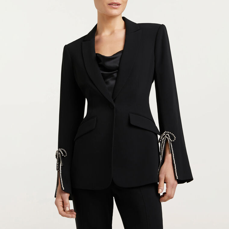 Cheyenne Rhinestone Bow Crepe Blazer image number null