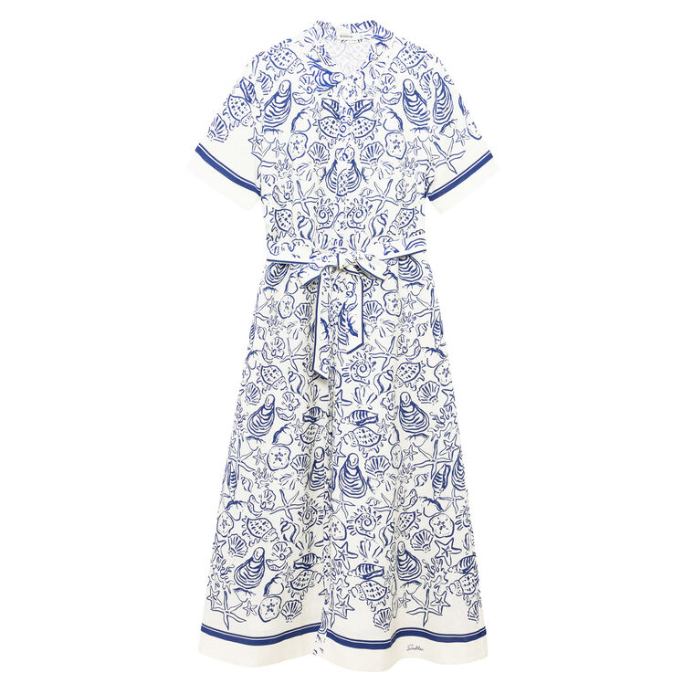Audria Belted Linen Midi Dress image number null