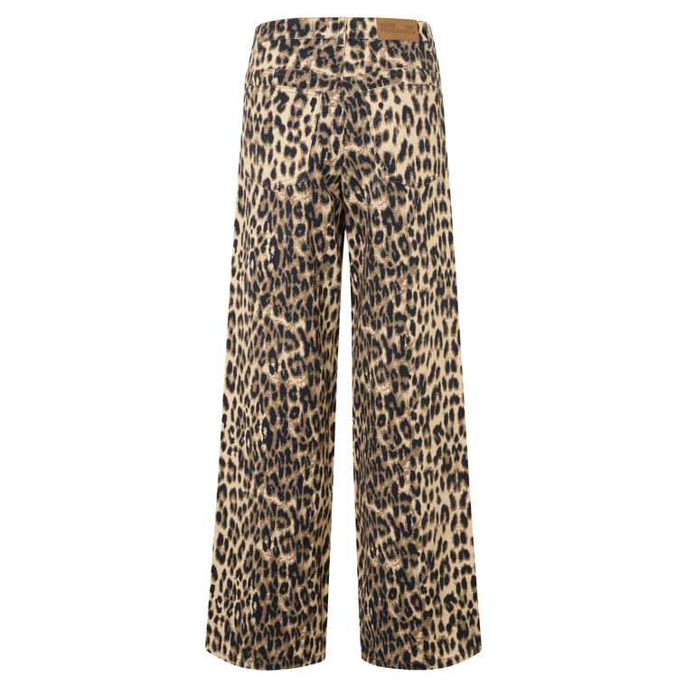 Nicette High-Waisted Leopard Wide-Leg Jean image number null