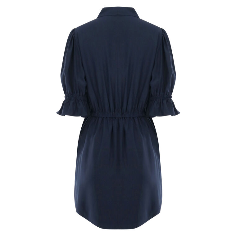 Fiona Silk Puff-Sleeve Shirtdress image number null
