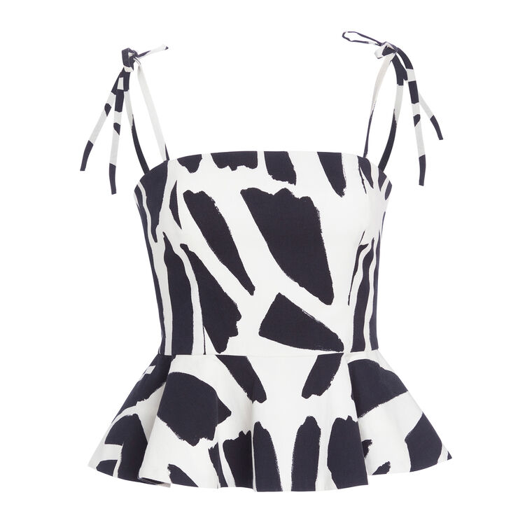 Printed Cotton Peplum Top image number null