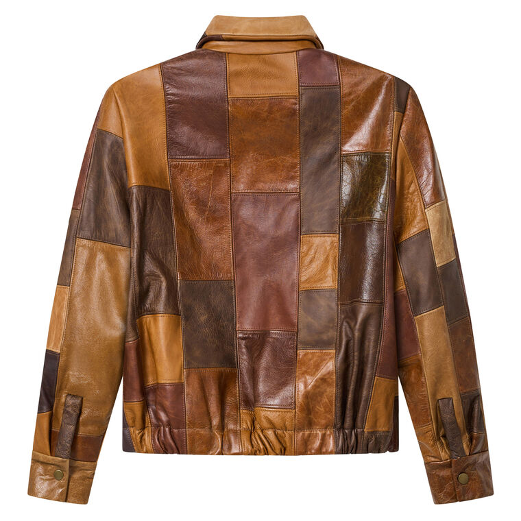 Bailey Patchwork Leather Bomber Jacket image number null