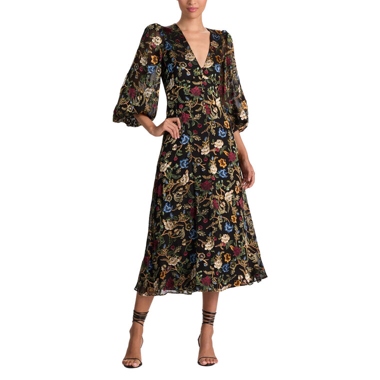 Mona Deep V-Neck Midi Dress image number null