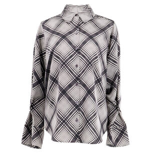 Wesley Lattice Print Long Sleeve Satin Shirt
