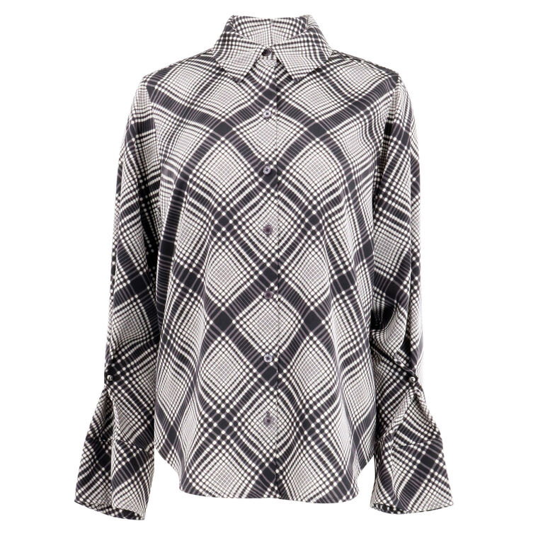 Wesley Lattice Print Long Sleeve Satin Shirt image number null
