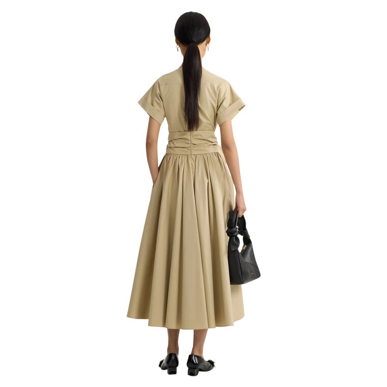 Short Sleeve Organic Cotton Knotted Midi Dress image number null