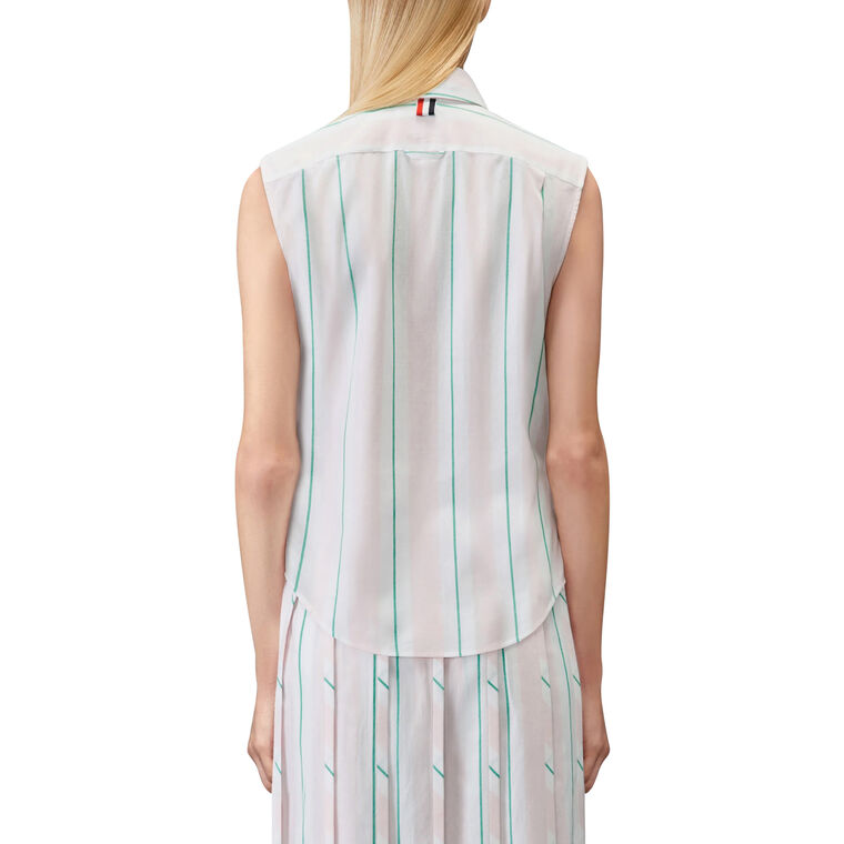 Sleeveless Classic Button Down Point Collar Shirt image number null