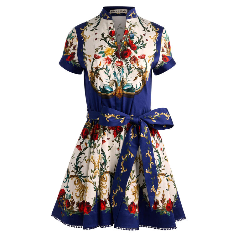 Lucy Short Sleeve Mini Shirt Dress With Tie Belt image number null