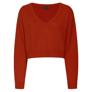 Cashmere Cropped V-Neck Sweater