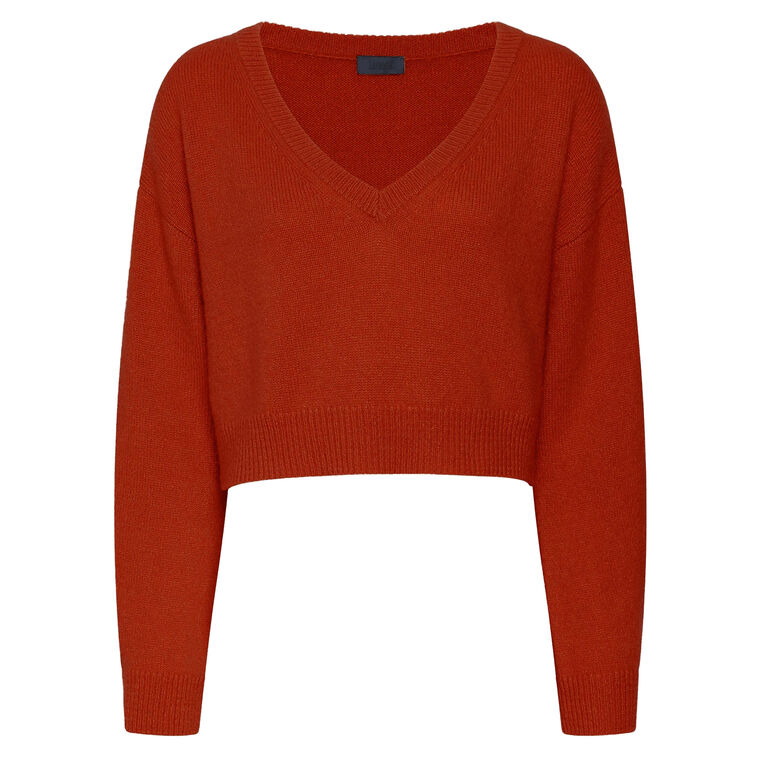 Cashmere Cropped V-Neck Sweater image number null