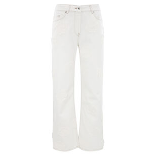 Denim Jeans With Lace Polka Dots